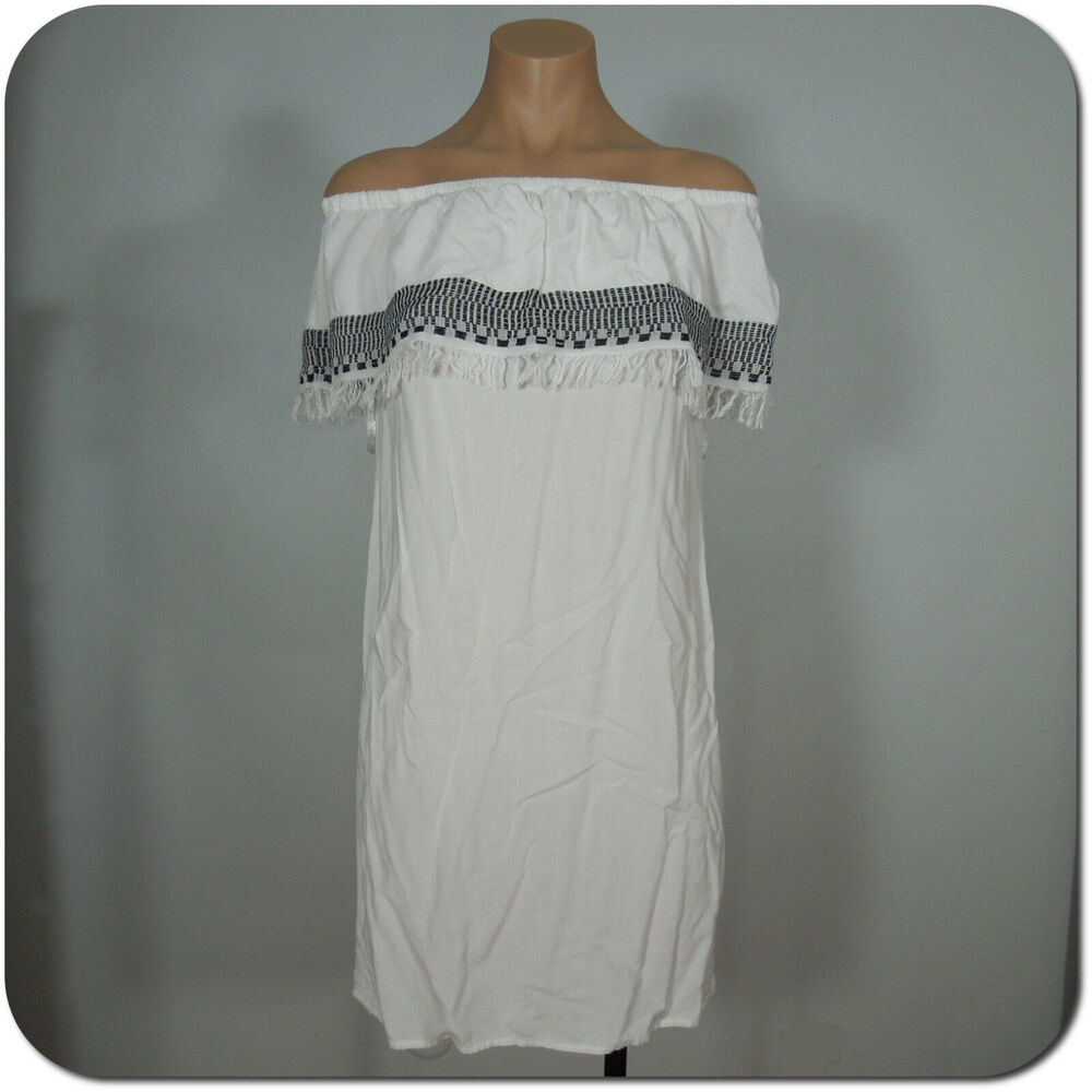 FIRST AND I Mini Sundress XS Womens White Sleeveless Elastic Neck